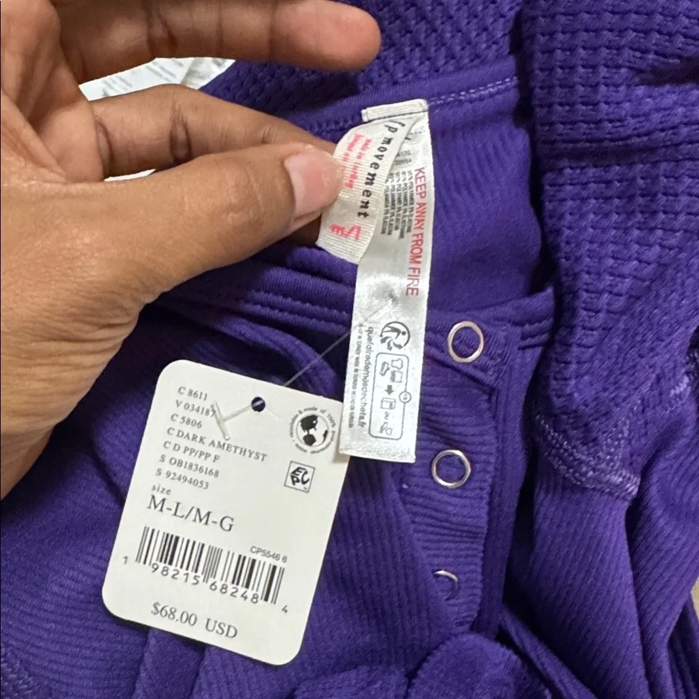 NWT FREE PEOPLE - FP movement bail out ls layer Long Sleeve M/L dark amethyst